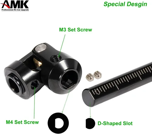 Vista 6 de AMK Eje de transmisión SCX10 con rayas separables de 2.677-9.016 in de acero inoxidable TRX4 para 1/10 RC Crawler Sportys Scalers GSPEED Axial Capra