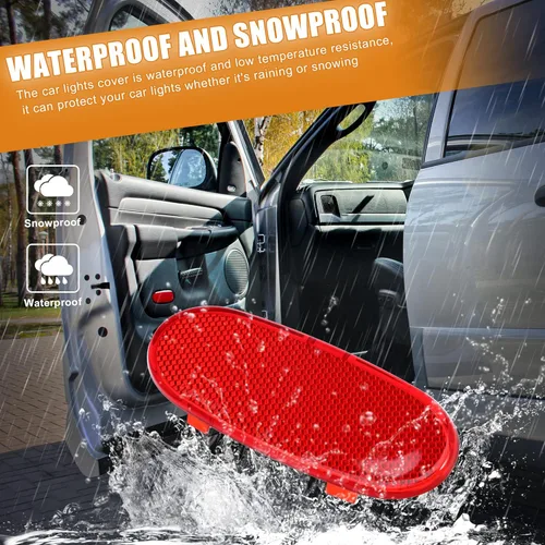 Vista 4 de X AUTOHAUX Panel de la puerta delantera Cubierta de la luz del reflector para Dodge para Ram 1500 2002-2008 5179299AA rojo