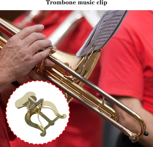 Vista 2 de BQLZR Soporte de abrazadera de trombón dorado de reemplazo de lira con kit de bolsa de almacenamiento