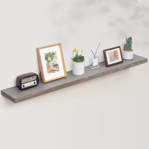 Vista 51 de Axeman Estantes flotantes de madera de olmo rústico para pared, estante de pared de 48 x 8 pulgadas de profundidad con soporte invisible, estantes