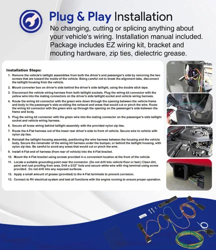 Vista 6 de Repuesto para cableado de luz Blue Ox EZ BX88368 - Kit de arnés de cableado de remolque para Jeep Willys 2021-2025 Wrangler JL 2018-2025 y Gladiator