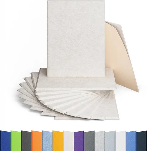 Vista 47 de Amantech - Paquete de 12 paneles acústicos autoadhesivos de espuma acústica a prueba de sonido, alta densidad, hexagonales, 12 x 10.23 x 0.4 Beige