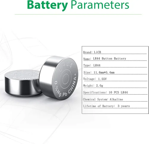 Vista 2 de LiCB Paquete de 10 pilas de botón LR44 AG13 357 303 SR44 de 1,5 V
