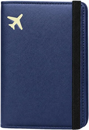 ZOPPEN - Soporte para pasaporte con bloqueo RFID para viajes, piel sintética, impermeable, ligera, para mujeres y hombres, organizador de viaje con