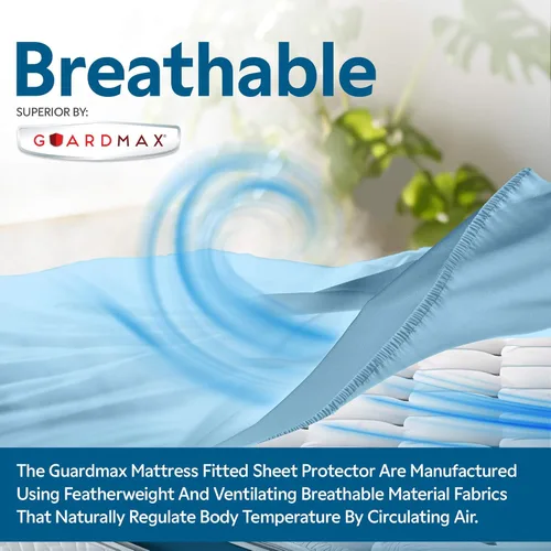 Vista 5 de Guardmax Protector de Colchón de Punto Jersey Tamaño Twin - Cubierta de Colchón Impermeable y Resistente a Ácaros del Polvo con Bolsillos