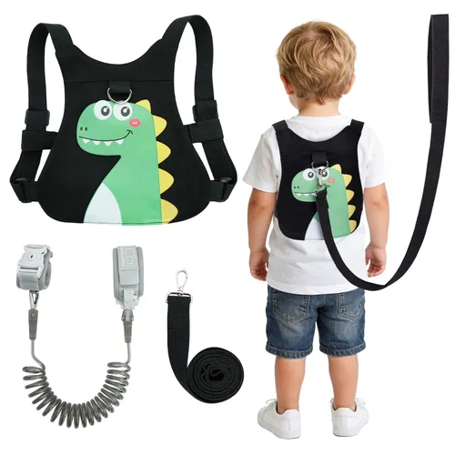 Correa de arnés para niños pequeños, correa de seguridad 4 en 1 con patrón de dinosaurio, correa ajustable para niños y niñas, evita que se caigan