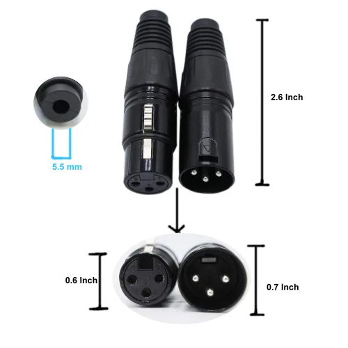 Vista 3 de 10 pares DMX XLR 3 Pin Macho/Hembra Audio Mic Snake Plug Audio Micrófono Cable Conector, Carcasa Negra