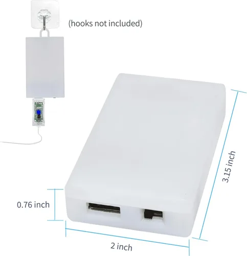 Vista 3 de Caja de Batería de Soporte de Enchufe Femenino USB 3 Pilas AA Blanca para Tiras de Luces LED USB de 5V, Luces de Cadena de Hadas, Luces de Cortina