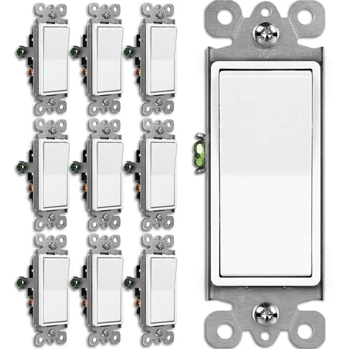 Vista 9 de BESTTEN Paquete de 10 interruptores decorativos de pared de un solo polo, 15 A, 120/277 V, interruptor de luz de pala, interruptor basculante