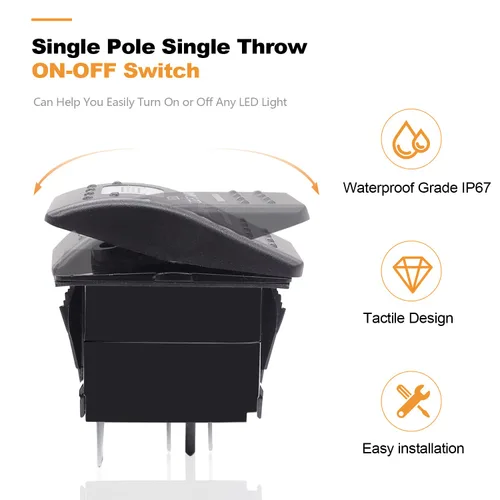 Vista 3 de mankk Interruptor basculante de barra de luz LED de 3 pines de encendido/apagado 20A/12V 10A/24V ATV UTV barra de luz interruptor de palanca láser