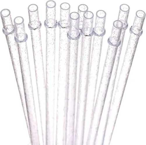 Vista 10 de Dakoufish Pajitas de plástico Tritan reutilizables de 11 pulgadas, popotes de repuesto con purpurina para frascos/vasos Mason de 24 a 40 onzas