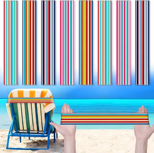 Vista 20 de Boao 8 bandas de toalla grandes para sillas de playa de 15.75 x 1.97 pulgadas, bandas elásticas a prueba de viento, clips para sala de estar