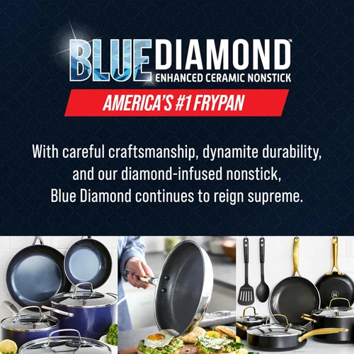 Vista 7 de Blue Diamond - Sartén antiadherente híbrida de acero inoxidable de 8 pulgadas, sartén de cerámica sin PFAS, infusión de diamante para sellado