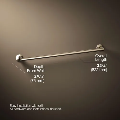 Vista 3 de KOHLER K-78374-BV COMPONENTS™ Conjunto de barra de toalla de 30 pulgadas, bronce cepillado vibrante