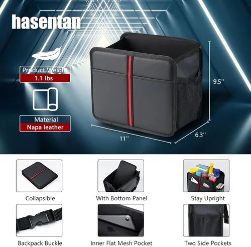 Vista 4 de Hanging Car Seat Organizer Backseat Car Organizer - Premium PU Leather Car Backseat Organizer Road Trip Essentials, Multifunction Car Seat Back