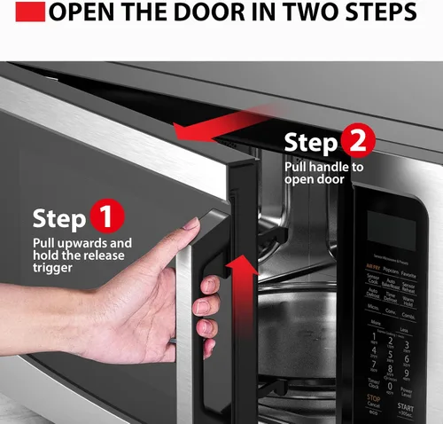Vista 9 de Toshiba Horno de microondas freidora de aire combo 4 en 1 para encimera, sensor inteligente, convección, función silenciosa, memoria de posición