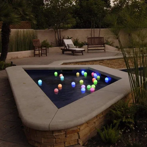 Vista 4 de YESIE Luces flotantes recargables para piscina, bola LED de 3 pulgadas, accesorios de bañera de hidromasaje, control remoto, lámpara de orbe