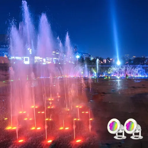 Vista 2 de Luces LED para estanque con control remoto, 6W SS316 de acero inoxidable RGB subacuática fuente luz IP68 impermeable al aire libre luces