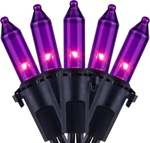 Vista 11 de YULETIME Luces de Navidad naranjas con cable marrón, 66 pies, 200 luces con certificación UL, paquete de 2 juegos de 33 pies, 100 miniluces