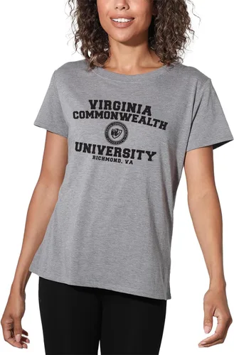 Vista 336 de Colección oficial de camisetas sueltas con logotipo de círculo envejecido universitario para mujer, jaspeado atlético
