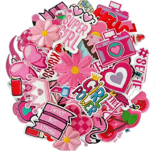 Vista 9 de AXEN 60 parches bordados para planchar, accesorios de bricolaje, parches decorativos surtidos aleatorios, bonitos apliques de costura