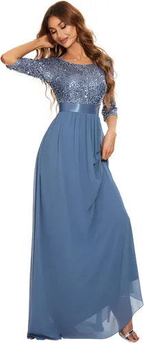 Vista 3 de Ever-Pretty 0683 - Vestido largo de noche con lentejuelas y cuello redondo para mujer