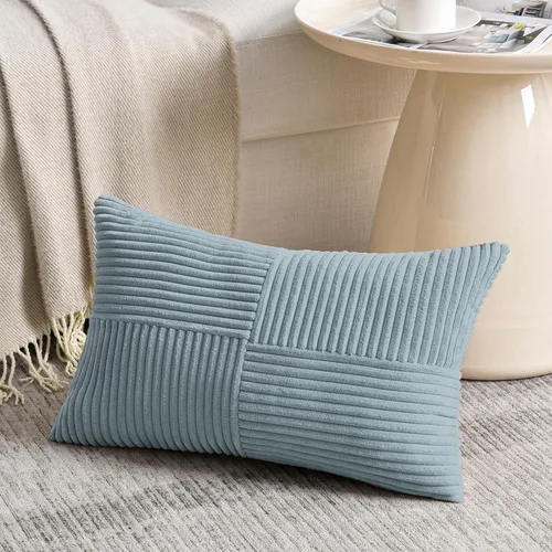 Vista 106 de Fancy Homi - Paquete de 2 fundas de almohada decorativas gris azul pequeño de 14 x 14 pulgadas para sofá, cama, sofá, rústico, estilo granja