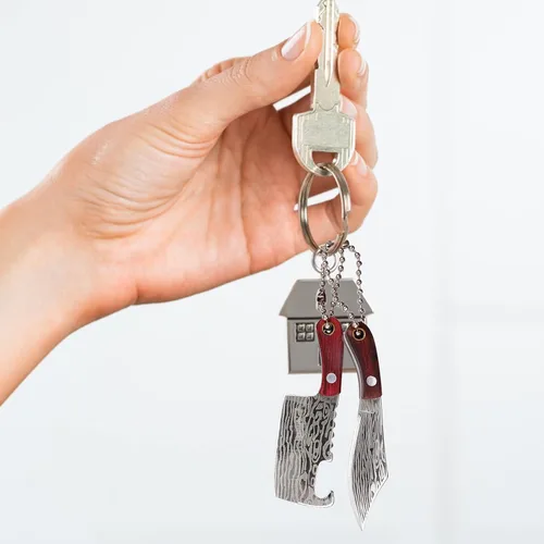 Vista 7 de Damasco - Juego de cuchillos pequeños para chef, juego de cuchillos pequeños para abridor de paquetes, cortador, abrebotellas, juego de 6