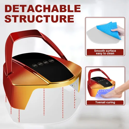 Vista 5 de Lámpara de uñas LED inalámbrica de 96 W con mango portátil, lámpara UV de curado profesional para uñas de gel, sensor infrarrojo automático y 4