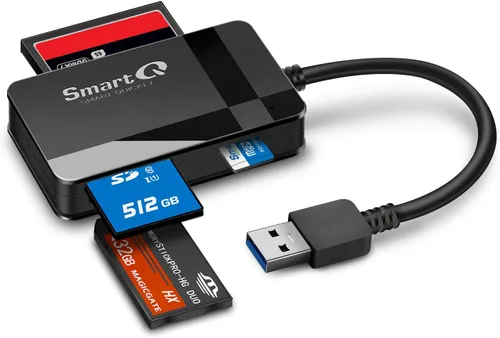 SmartQ C368 Lector de Tarjetas USB 3.0 - Plug & Play, Compatible con Apple y Windows, Soporta Tarjetas SD, Micro SD, MS, CF