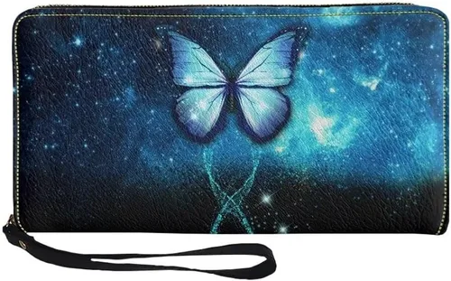Vista 10 de Coldinair Cartera de piel sintética con cierre de cremallera para mujer, con bloqueo RFID, monedero para teléfono con correa para viaje, Añade tu
