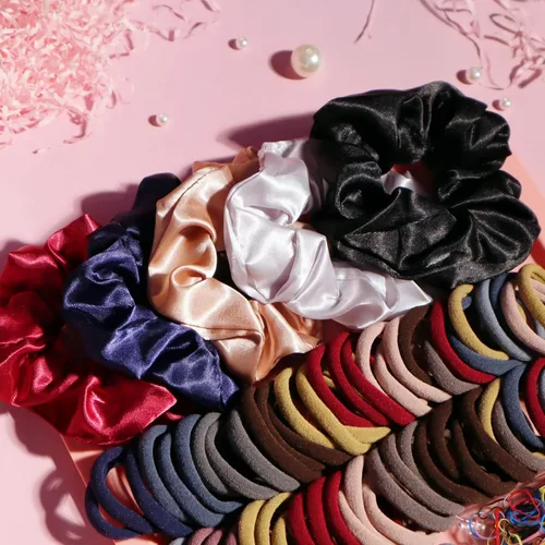 Vista 3 de YANRONG Juego de 1159 piezas de accesorios para el cabello para mujer, sin costuras, variedad de coleteros para el cabello, bandas elásticas