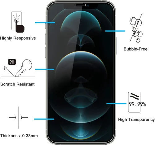 Vista 2 de NEW'C Paquete de 3 protectores de pantalla diseñados para iPhone 12 Pro Max (6.7 pulgadas), protección de vidrio templado mejorada, compatible