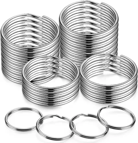 YHYZ Llaveros de 1.38 pulgadas a granel (100 unidades, redondos), llaveros de metal plateado de 1.378 in, para cadena Kechain, etiqueta de collar de