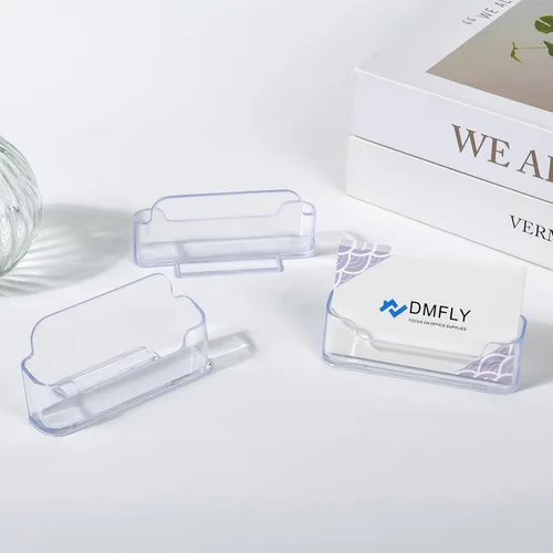 Vista 7 de Paquete de 2 Portadores de Tarjetas de Presentación Transparentes para Escritorio, Exhibidor de Tarjetas de Presentación de Plástico de Escritorio