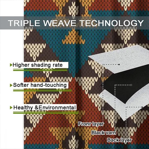Vista 112 de Cortinas con patrón geométrico tribal, estilo suroeste, azteca, rústico, occidental, nativo americano, opacas, con bolsillo para barra, decoración