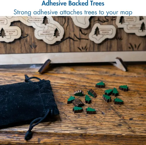 Vista 7 de Mapa Personalizado de Madera de Parques Nacionales con Chinchetas Rastreador de Viajes - Regalos de Mapa de Parques Nacionales Hechos en EE.UU.