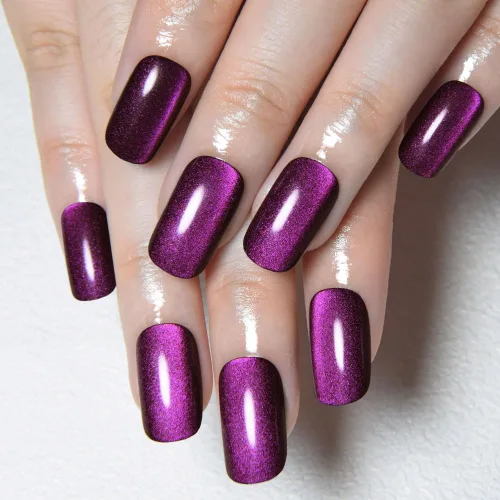 Vista 25 de evpct-Uñas postizas de gel a presión estilo bailarina y ojo de gato; cuadradas y medianas, con pegamento, reutilizables, suaves, acrílicas