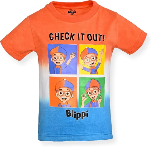 Vista 2 de Blippi Paquete de 3 camisetas para niños pequeños y pequeños, azulnaranjaverde