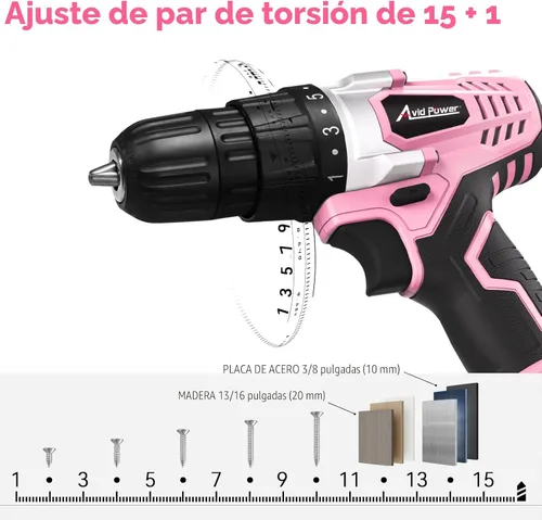 Vista 2 de AVID POWER Juego de taladro inalámbrico de 20 V para proyectos de bricolaje en el hogar y principiantes, taladro eléctrico ligero con cargador