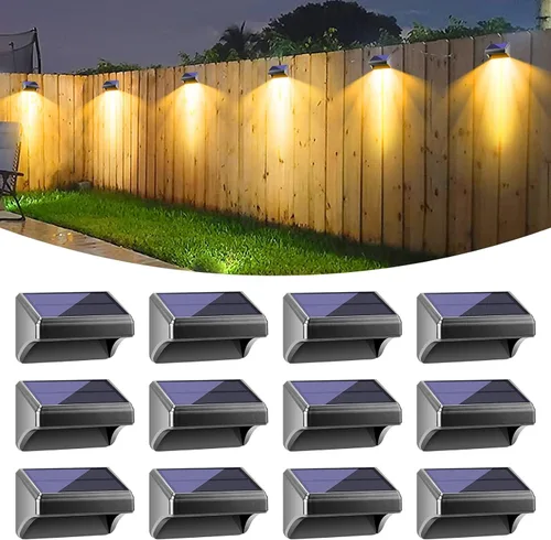 Vista 18 de Bridika Luces Solares para Cerca, Luces para Cerca Luces Solares para Cerca Exteriores Impermeables Blanco Cálido y Resplandor de Color Luces LED