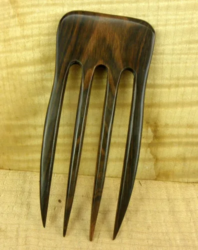 Vista 3 de JWL (1) S.E. Asian Ebony - Palo de pelo recto de cuatro puntas de 6 pulgadas, horquilla de púa de pico, longitud funcional de la punta (FPL) 4 5/8