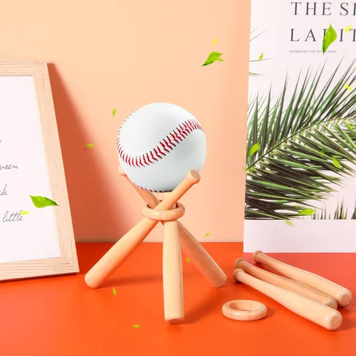 Vista 8 de Honoson Baseball Stand Holders Balls Display Bat Wooden Stand Holder Display Centerpieces Tables for Baseball Sports Lover(1 Pack)