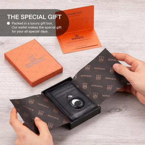 Vista 5 de KONACK Minimalist Wallet For Men with RFID Blocking Front Pocket Bifold Leather Mens Wallet with Gift Box