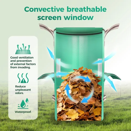 Vista 6 de Bolsa reutilizable para jardín y residuos de patio – 54.5 litros Bolso transpirable y engrosado reutilizable para césped, con 4 asas para fácil
