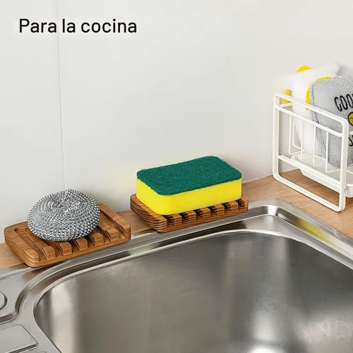 Vista 6 de SUBEKYU Jaboneras de madera para baño/ducha, soporte para jabón de barra con bandeja autodrenante, protector de jabón de drenaje de cascada natural
