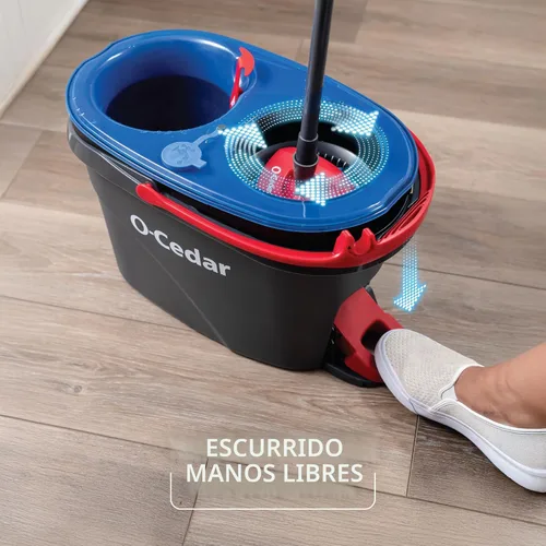 Vista 4 de O-Cedar RinseClean - Sistema de trapeador giratorio y cubeta Limpia con agua limpia Elimina el 99% de las bacterias