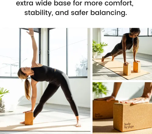 Vista 2 de Cork Yoga Blocks 2 Pack – High Density Non Slip with Select Cork Grain for Chip-Resistant Durability Extra Thick 4” for Support & Stability