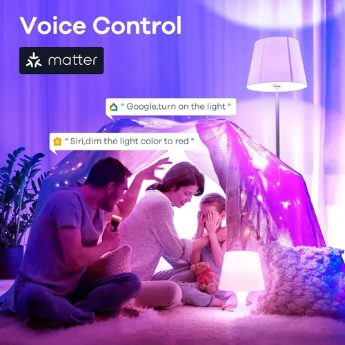 Vista 6 de Bombilla Inteligente Linkind Matter, Bombillas Inteligentes WiFi con Control Remoto, Bombilla Inteligente Compatible con Apple Home, Alexa, Google