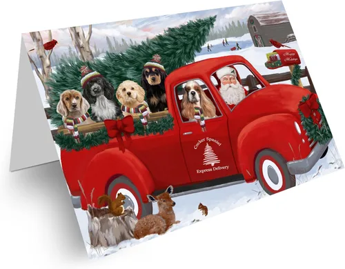Vista 31 de Holly Jolly Holidays Cocker Spaniel Dog Greeting Cards - Adorable Pets Invitation Cards with Envelopes - Pet Artwork Christmas Greeting Cards